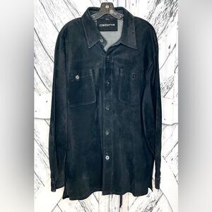 Vintage Men’s Clairborne Black Suede Button Down Shirt/Jacket XL